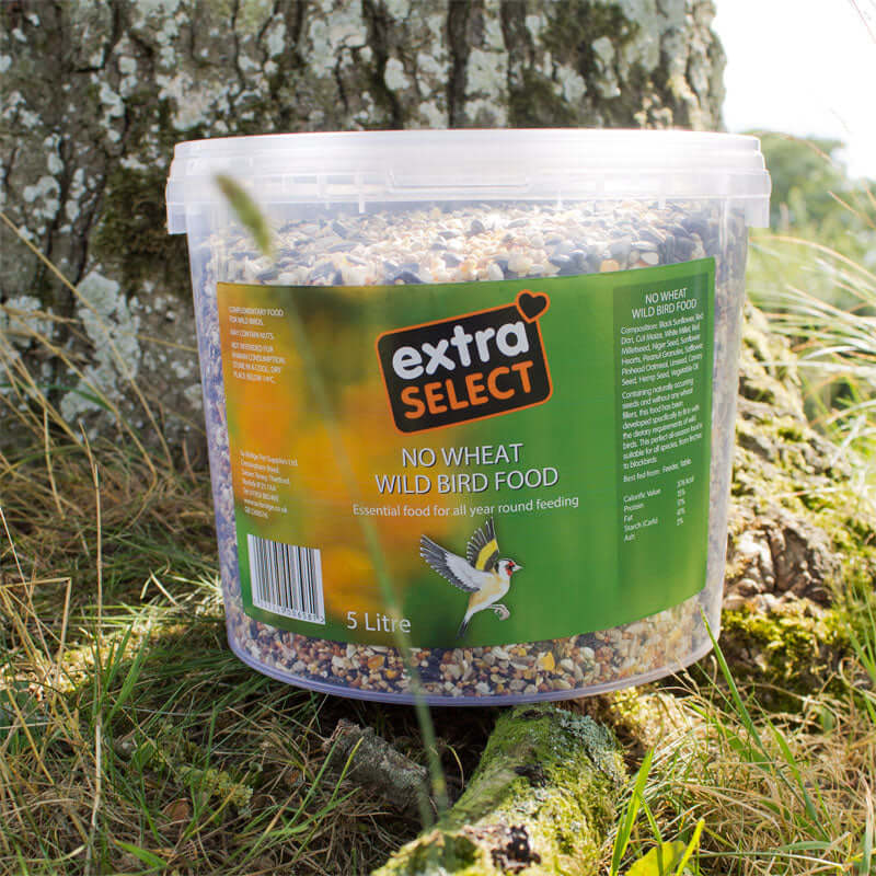 Extra Select No Wheat Wild Bird Food 5 litre bucket outside